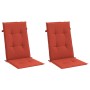 Cojines silla respaldo alto 2 uds tela rojo melange 120x50x4 cm