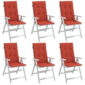Cojines silla respaldo alto 6 uds tela rojo melange 120x50x4 cm Cojines silla respaldo alto 6 uds tela rojo melange 120x50x4 cm