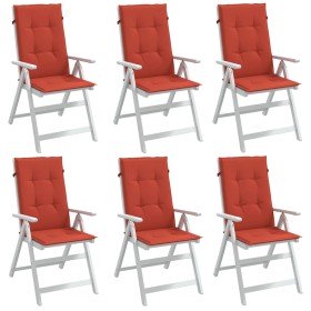 Cojines silla respaldo alto 6 uds tela rojo melange 120x50x4 cm Cojines silla respaldo alto 6 uds tela rojo melange 120x50x4 cm