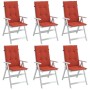Cojines silla respaldo alto 6 uds tela rojo melange 120x50x4 cm