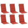 Cojines silla respaldo alto 6 uds tela rojo melange 120x50x4 cm