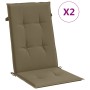 Cojines silla respaldo alto 2 uds tela taupe melange 120x50x4cm
