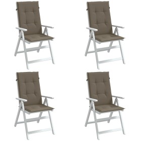 Cojines silla respaldo alto 4 uds tela taupe melange 120x50x4cm