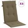 Cojines silla respaldo alto 4 uds tela taupe melange 120x50x4cm