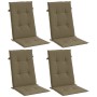 Cojines silla respaldo alto 4 uds tela taupe melange 120x50x4cm