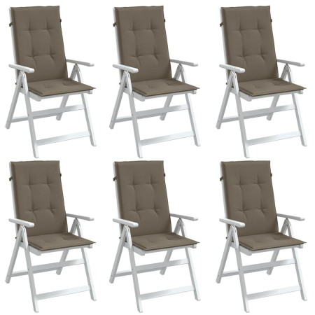 Cojines silla respaldo alto 6 uds tela taupe melange 120x50x4cm