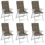 Cojines silla respaldo alto 6 uds tela taupe melange 120x50x4cm