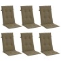 Cojines silla respaldo alto 6 uds tela taupe melange 120x50x4cm
