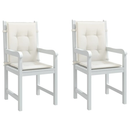 Cojines silla respaldo bajo 2 ud tela crema melange 100x50x4 cm