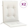Cojines silla respaldo bajo 2 ud tela crema melange 100x50x4 cm