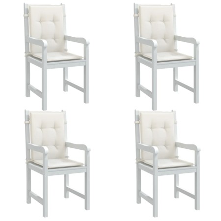 Cojines silla respaldo bajo 4 ud tela crema melange 100x50x4 cm