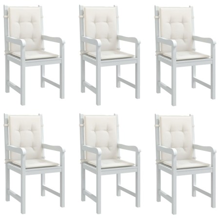 Cojines silla respaldo bajo 6 ud tela crema melange 100x50x4 cm