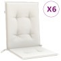 Cojines silla respaldo bajo 6 ud tela crema melange 100x50x4 cm