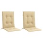 Cojines silla respaldo bajo 2 ud tela beige melange 100x50x4 cm
