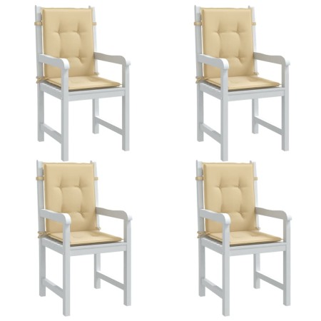 Cojines silla respaldo bajo 4 ud tela beige melange 100x50x4 cm