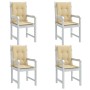 Cojines silla respaldo bajo 4 ud tela beige melange 100x50x4 cm