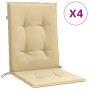 Cojines silla respaldo bajo 4 ud tela beige melange 100x50x4 cm