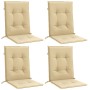 Cojines silla respaldo bajo 4 ud tela beige melange 100x50x4 cm