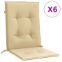 Cojines silla respaldo bajo 6 ud tela beige melange 100x50x4 cm