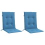 Cojines silla respaldo bajo 2 ud tela azul melange 100x50x4 cm