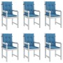 Cojines silla respaldo bajo 6 ud tela azul melange 100x50x4 cm