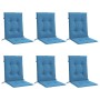 Cojines silla respaldo bajo 6 ud tela azul melange 100x50x4 cm