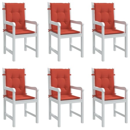 Cojines silla respaldo bajo 6 ud tela rojo melange 100x50x4 cm