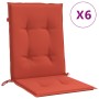 Cojines silla respaldo bajo 6 ud tela rojo melange 100x50x4 cm