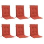 Cojines silla respaldo bajo 6 ud tela rojo melange 100x50x4 cm