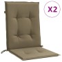 Cojines silla respaldo bajo 2 ud tela taupe melange 100x50x4 cm