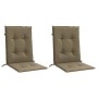 Cojines silla respaldo bajo 2 ud tela taupe melange 100x50x4 cm