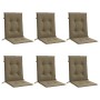 Cojines silla respaldo bajo 6 ud tela taupe melange 100x50x4 cm