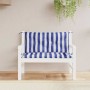 Cojines banco jardín 2 uds tela a rayas azul blanco 100x50x7 cm