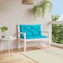 Cojines para banco de jardín 2 uds tela turquesa 100x50x7 cm
