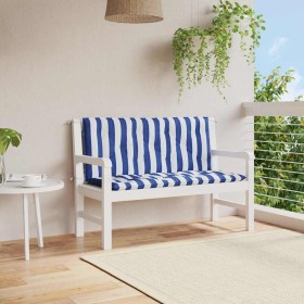 Cojines banco jardín 2 uds tela a rayas azul blanco 120x50x7 cm