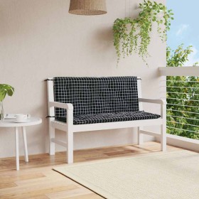 Cojines para banco jardín 2 uds tela a cuadros negro 120x50x7cm