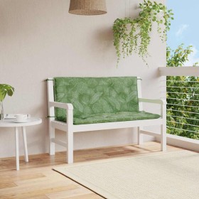 Cojines banco jardín 2 uds tela estampado de hojas 120x50x7 cm