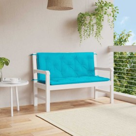Cojines para banco de jardín 2 uds tela turquesa 120x50x7 cm