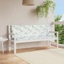 Cojines banco jardín 2 uds tela estampado de hojas 150x50x7 cm