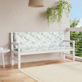 Cojines banco jardín 2 uds tela estampado de hojas 150x50x7 cm