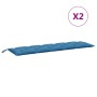 Cojines para banco jardín 2 uds tela azul melange 180x50x7 cm