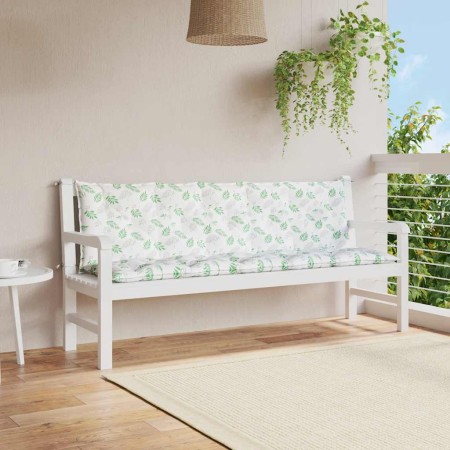 Cojines de banco de jardín 2 uds tela Oxford estampado de hojas
