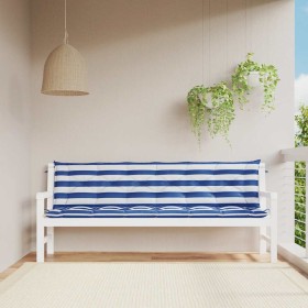 Cojines banco jardín 2 uds tela a rayas azul blanco 200x50x7 cm