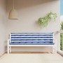 Cojines banco jardín 2 uds tela a rayas azul blanco 200x50x7 cm