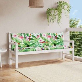 Cojines para banco de jardín 2 uds tela multicolor 200x50x7 cm