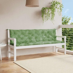 Cojines banco jardín 2 uds tela estampado de hojas 200x50x7 cm