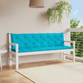 Cojines para banco de jardín 2 uds tela turquesa 200x50x7 cm