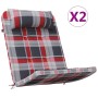 Cojín de silla 2 pcs Estampado cuadros rojos 58 x 77 x 4.5 cm