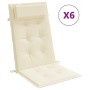 Cojines de silla respaldo alto 6 uds tela Oxford color crema