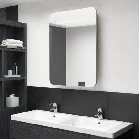 Armario de baño con espejo color roble 60x11x80 cm de vidaXL, Tocadores de baño - Ref: Foro24-326507, Precio: 122,03 €